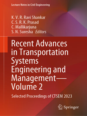 cover image of Recent Advances in Transportation Systems Engineering and Management—Volume 2